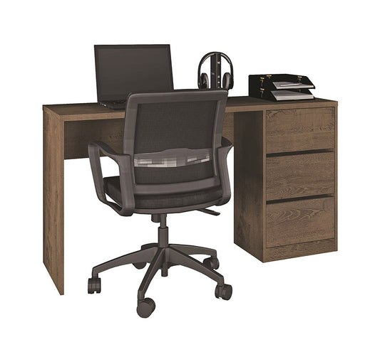 Office Table Escrivaninha 5105R-358 Table 3 Drawers-  Mocaccino Rustico  (Limited 3 Months Warranty)