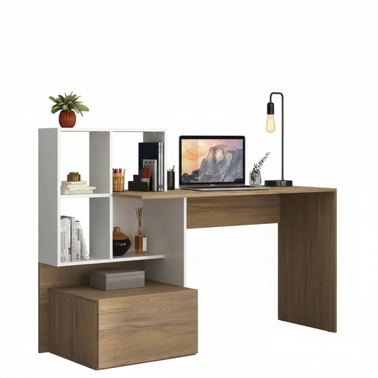 Office Table Mp6003.0001 With Drawer  106.2*149*48Cm Rustic / White  (Limited 3 Months Warranty)