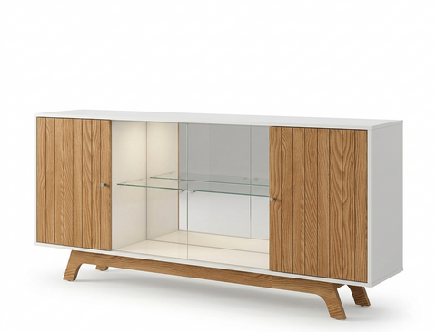 Buffet Facino 4 Doors 81.2Cm*35.7Cm*180Cm Oak Nobel- Off White   (Limited 3 Months Warranty)