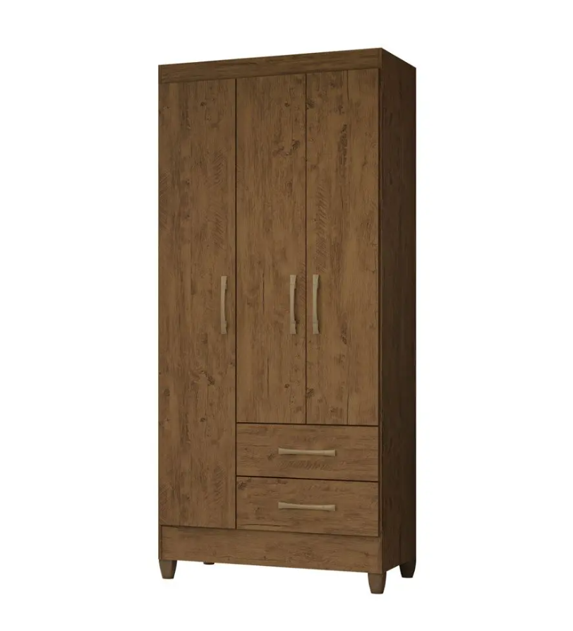Wardrobe Lima 951331.6 3 Doors With 2 Drawers  182*82*47Cm Brown  (Limited 3 Months Warranty)