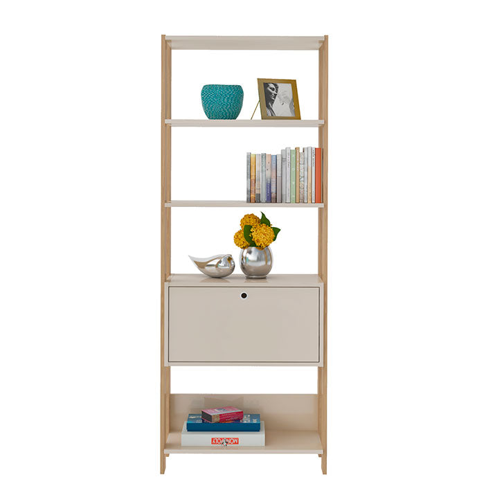 Bookcase Match 4234 4 Shelves  63*32*166Cm Off White / Oak  (Limited 3 Months Warranty)