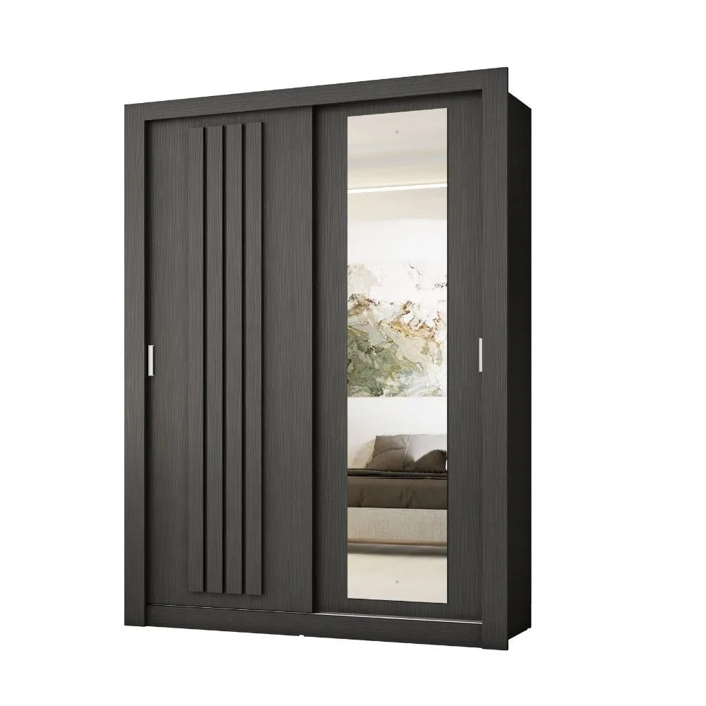 Wardrobe Darvi Ref 1182 2 Sliding Doors 120*206*45.9Cm Black  (Limited 3 Months Warranty)