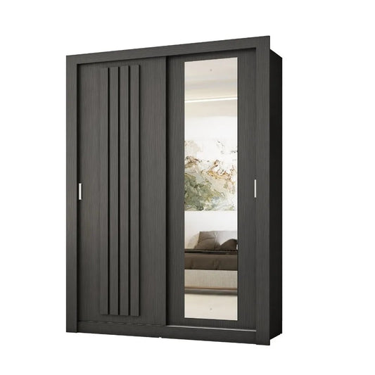 Wardrobe Darvi Ref 1182 2 Sliding Doors 120*206*45.9Cm Black  (Limited 3 Months Warranty)