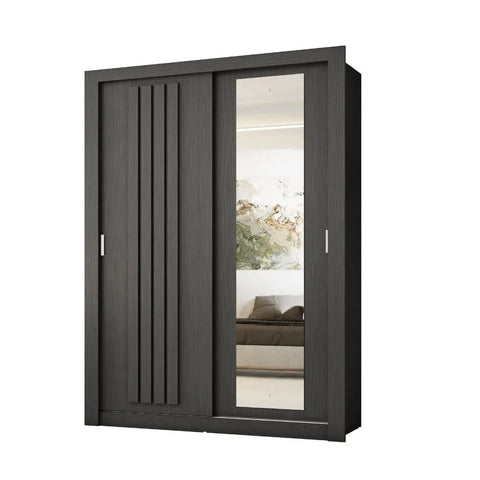 Wardrobe Darvi Ref 1182 2 Sliding Doors 120*206*45.9Cm Black  (Limited 3 Months Warranty)