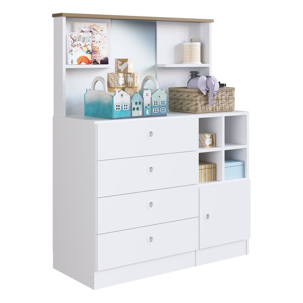Commode Cr40102 4 Drawers With 1 Door  116*89*38Cm White  (Limited 3 Months Warranty)