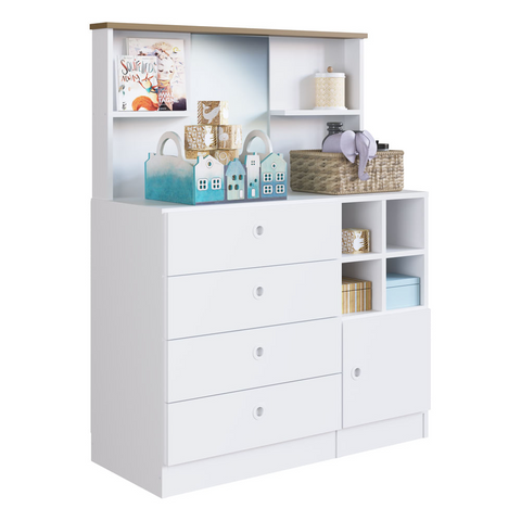 Commode Cr40102 4 Drawers With 1 Door  116*89*38Cm White  (Limited 3 Months Warranty)
