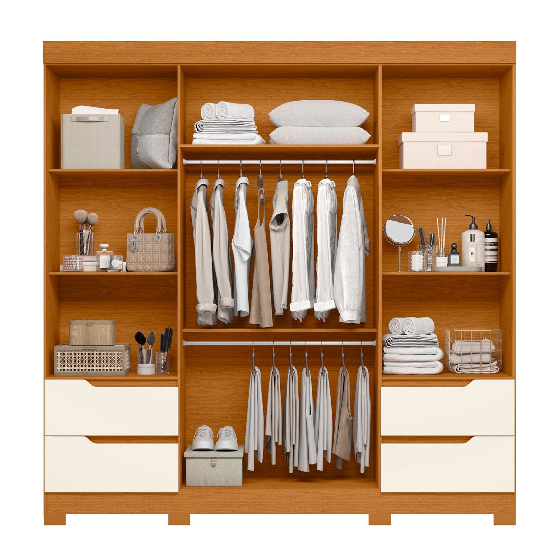Wardrobe Vivacce 111-291 4 Doors With 4 Drawers  212*217*47Cm Cinnamon/Off White (Limited 3 Months Warranty)