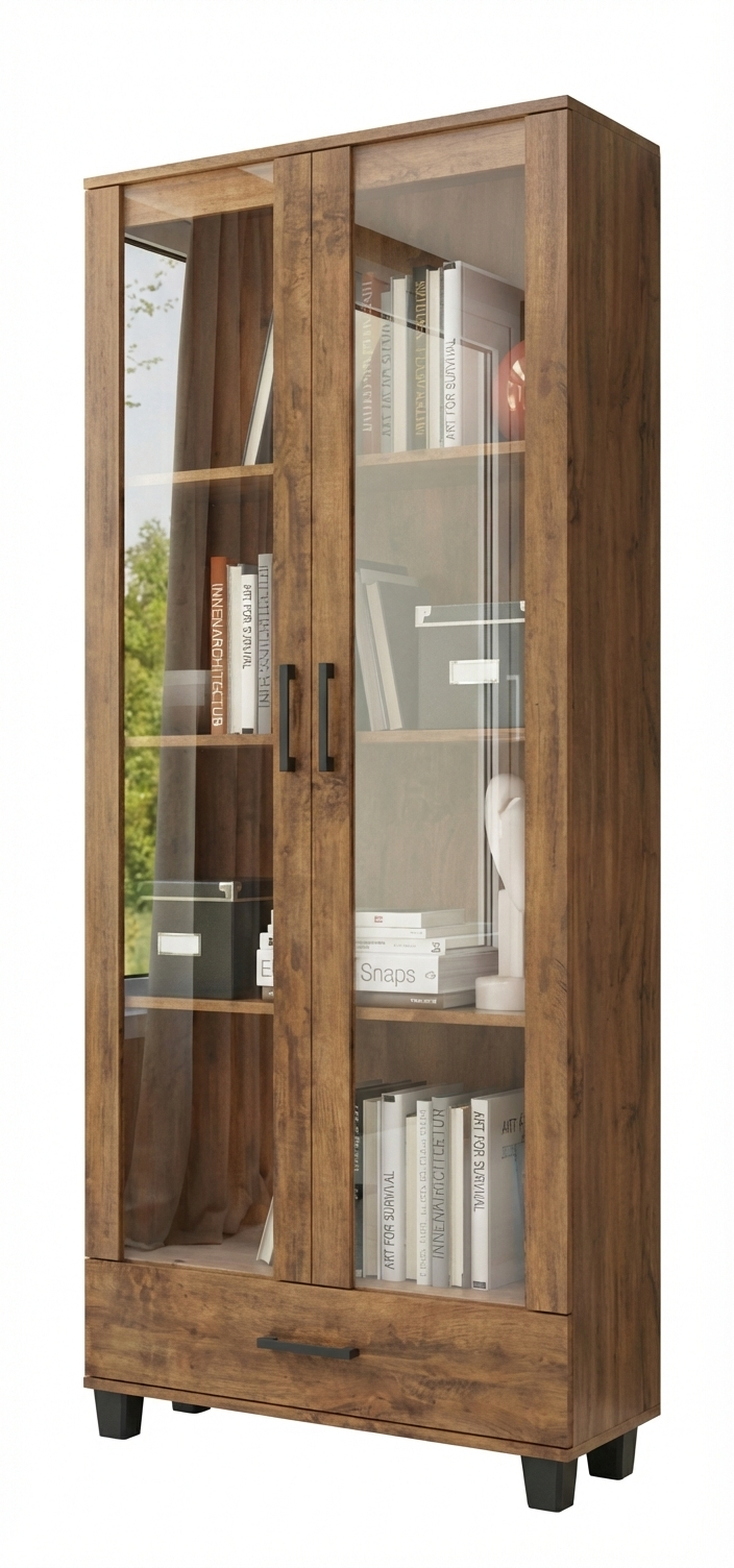Bookcase C58 Nn 02 Glass Door 184.0Cm*77.0Cm*28.0Cm