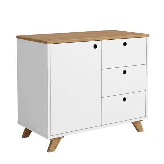 Cabinet Lugano 6305 1 Doors With 3 Drawers  90.5*45.4*75.3Cm Freijo/Black  (Limited 3 Months Warranty) Lugano 6305