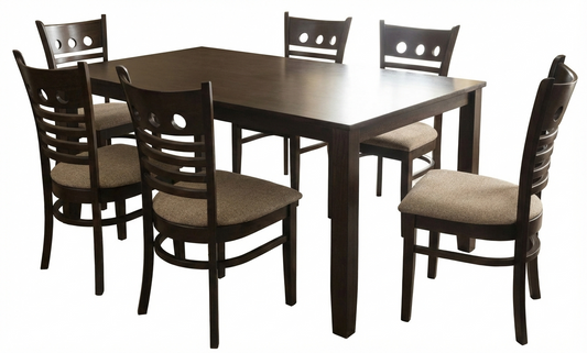 Dining Set Calbee Table + 6 Chairs ( Limited 3 Months Warranty )