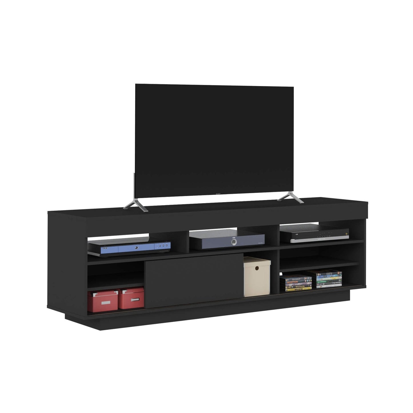 Tv Stand Treviso 4117 Up To 75 / Sliding Door  180*41.5*56.5Cm Black  (Limited 3 Months Warranty)