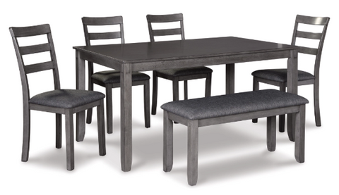 DINING SET BRIDSON RECT DRM TABLE SET (6/CN)  D383-325 76.2CM*91.4CM*152.7CM