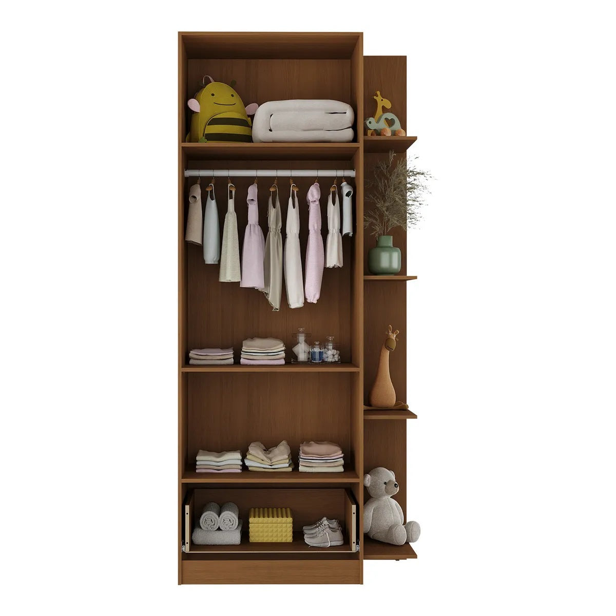 Wardrobe Mp4236 2 Doors With 1 Drawer  181.5*80*40Cm Wooden/White  (Limited 3 Months Warranty)