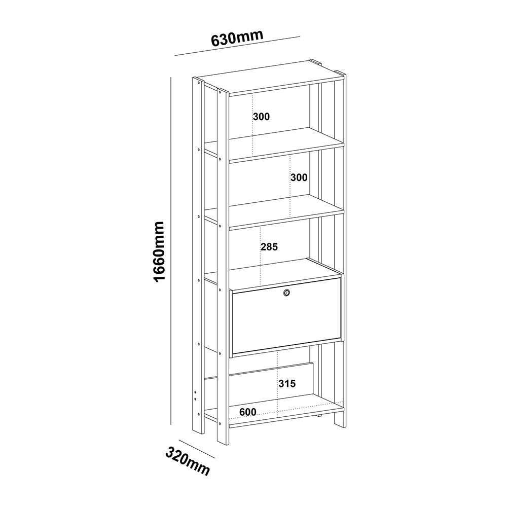 Bookcase Match 4372 4 Shelves  63*32*166Cm White (Limited 3 Months Warranty)