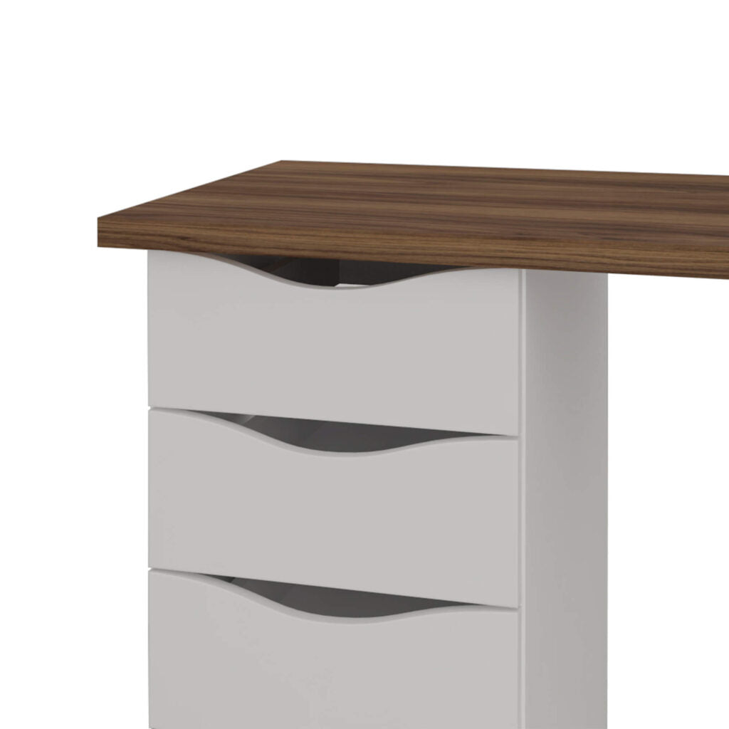 Office Table Due 6023 Desk  With 10 Drawers  136*45.4*75.3Cm Nogal/ White  (Limited 3 Months Warranty)