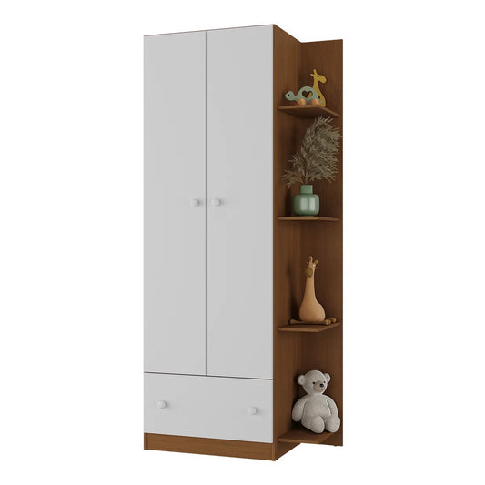 Wardrobe Mp4236 2 Doors With 1 Drawer  181.5*80*40Cm Wooden/White  (Limited 3 Months Warranty)