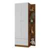 Wardrobe Mp4236 2 Doors With 1 Drawer  181.5*80*40Cm Wooden/White  (Limited 3 Months Warranty)