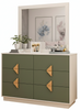 Dresser Tri 6 Drawers With Mirror  Pearl / Salvia  (Limited 3 Months Warranty)